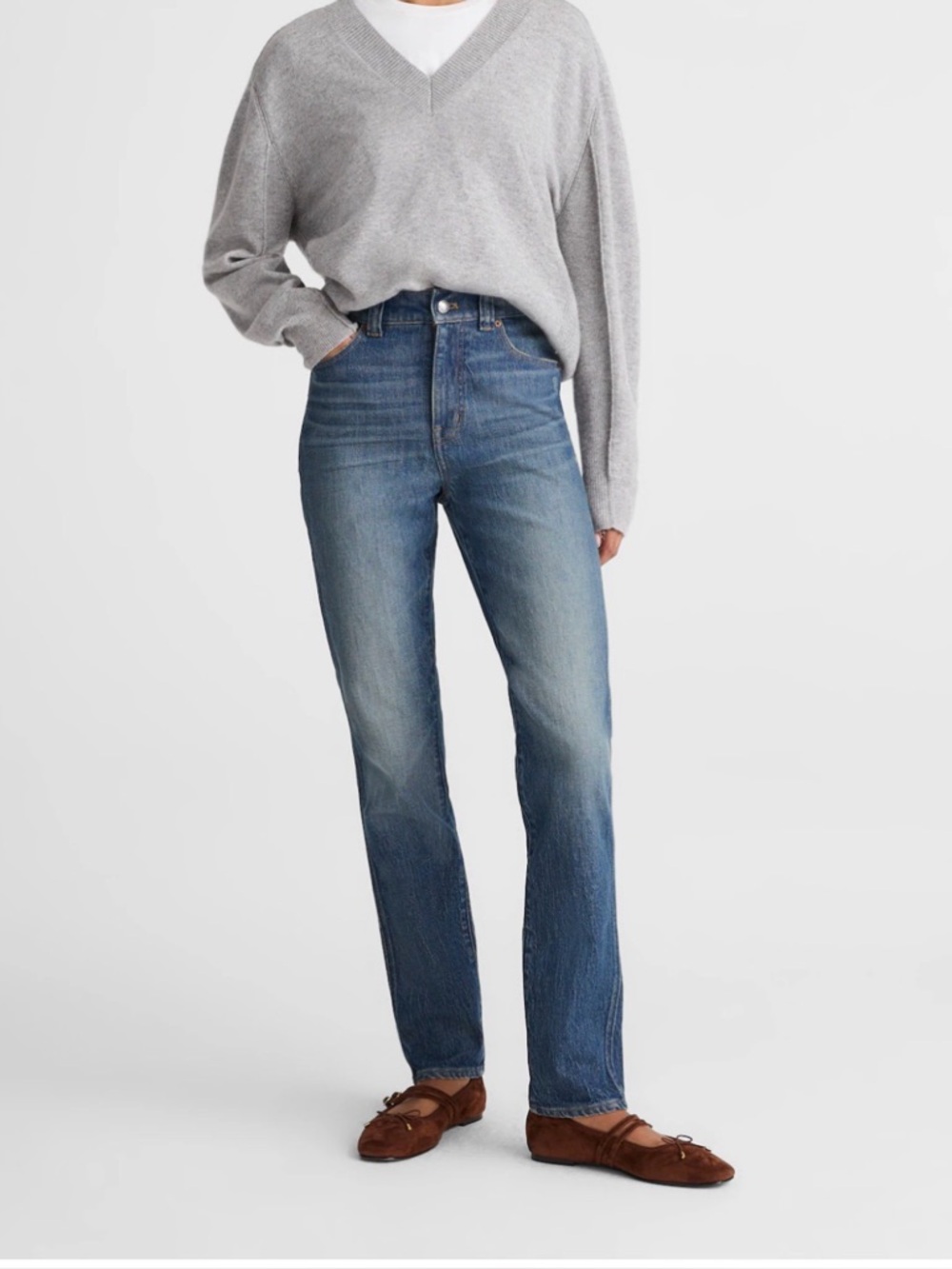 Madewell Perfect Vintage High-Rise Straight Leg Women's Jeans in Blue